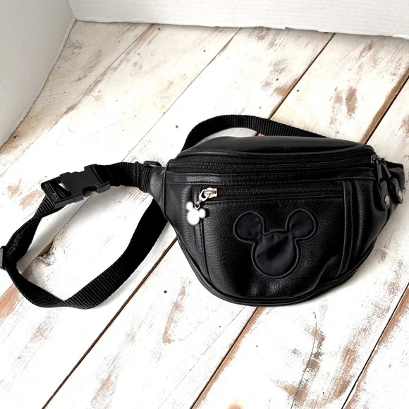 vintage WALT DISNEY WORLD Fanny pack Mickey Mouse crossbody bag faux leather EUC - Picture 2 of 16
